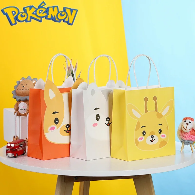 Pokemon Pikachu Tote Bag Thickened Kraft Paper Candy Clothing Milk Tea Packaging Japanese Anime Game Peripheral Birthday Gift