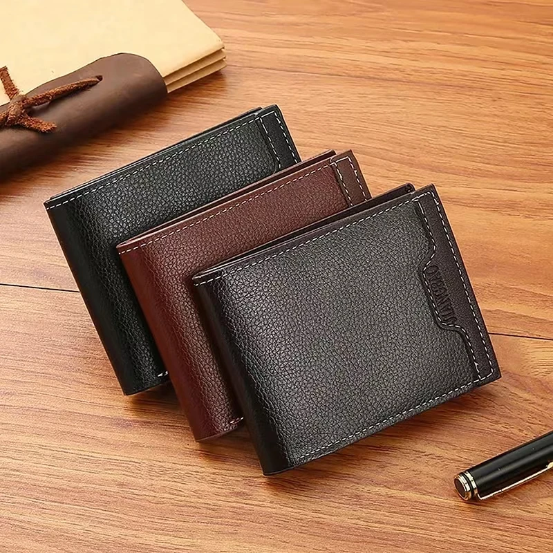 Vintage  Foldable Wallet For Men Minimalist Soft PU Leather Purse Credit Card Holder Money Change Pouch Man Birthday Gift