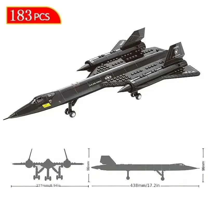 183pcs/set New Blackbird Reconnaissance Airplane Model,Fighter Assembling Building Block Toy, Children Block Toys Gift