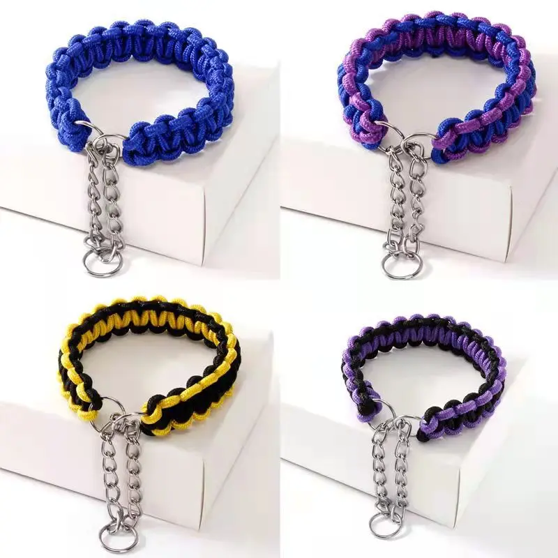 Collar de nailon para perros pequeños, medianos y grandes, tejido, cadena P, Golden Retriever, ajustable, artefacto para caminar, suministros para