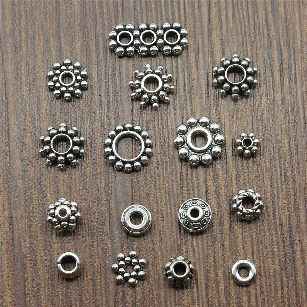 40 sztuk / partia Antyczny Kolor Srebrny Małe Koraliki Spacer Charm Zawieszki Biżuteria Akcesoria DIY Małe Koraliki Spacer Charms