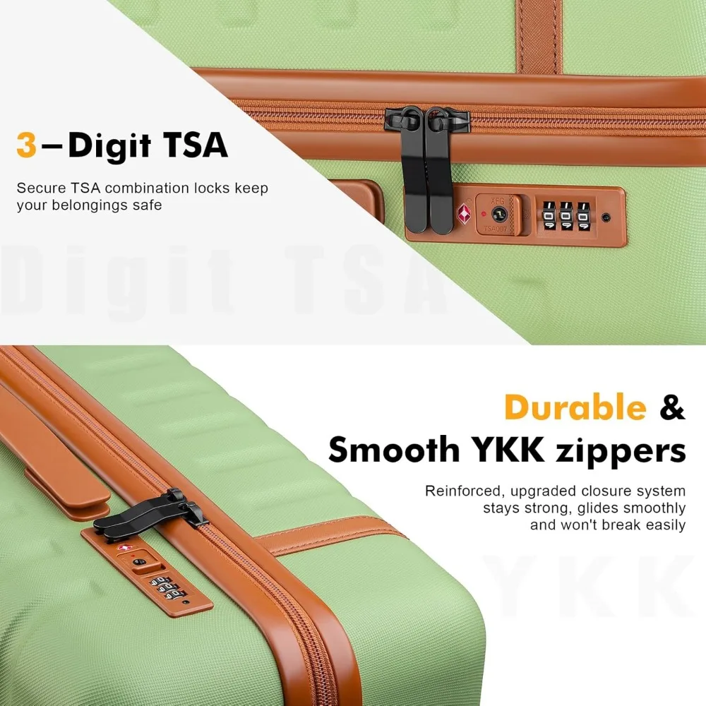 3-Piece Spinner Luggage Set with Lightweight Hardside, TSA Lock, YKK Zippers, 20 Carry-On Suitcase for Travel