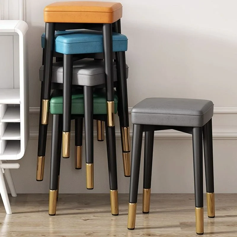 Stools for Household Use Student Dormitories Square Stools Stackable Square Dining Chair Dressing Stools Thickened Vanity Chair