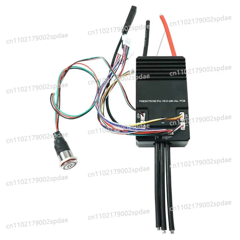75100 Pro V2.0 Aluminum PCB With Power Key Switch Button Based on VESC for E-Skateboard/Scooter/Ebike Speed Controller