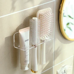 Comb Holder Bathroom Wall Hanging Comb Storage Rack Hair Clip Organizer Air Cushion Comb Holder Creative Plastic Comb Rack