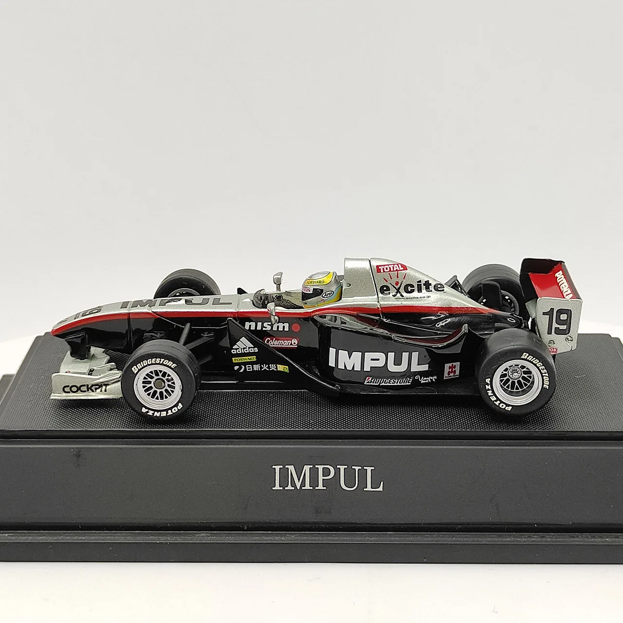 عيب دييكاست EBBRO 1:43 مقياس فريق IMPUL # 19 نموذج سيارة من خليط معدني للسباق على شكل صيغة يابانية، لعبة قابلة للجمع، هدية تذكارية