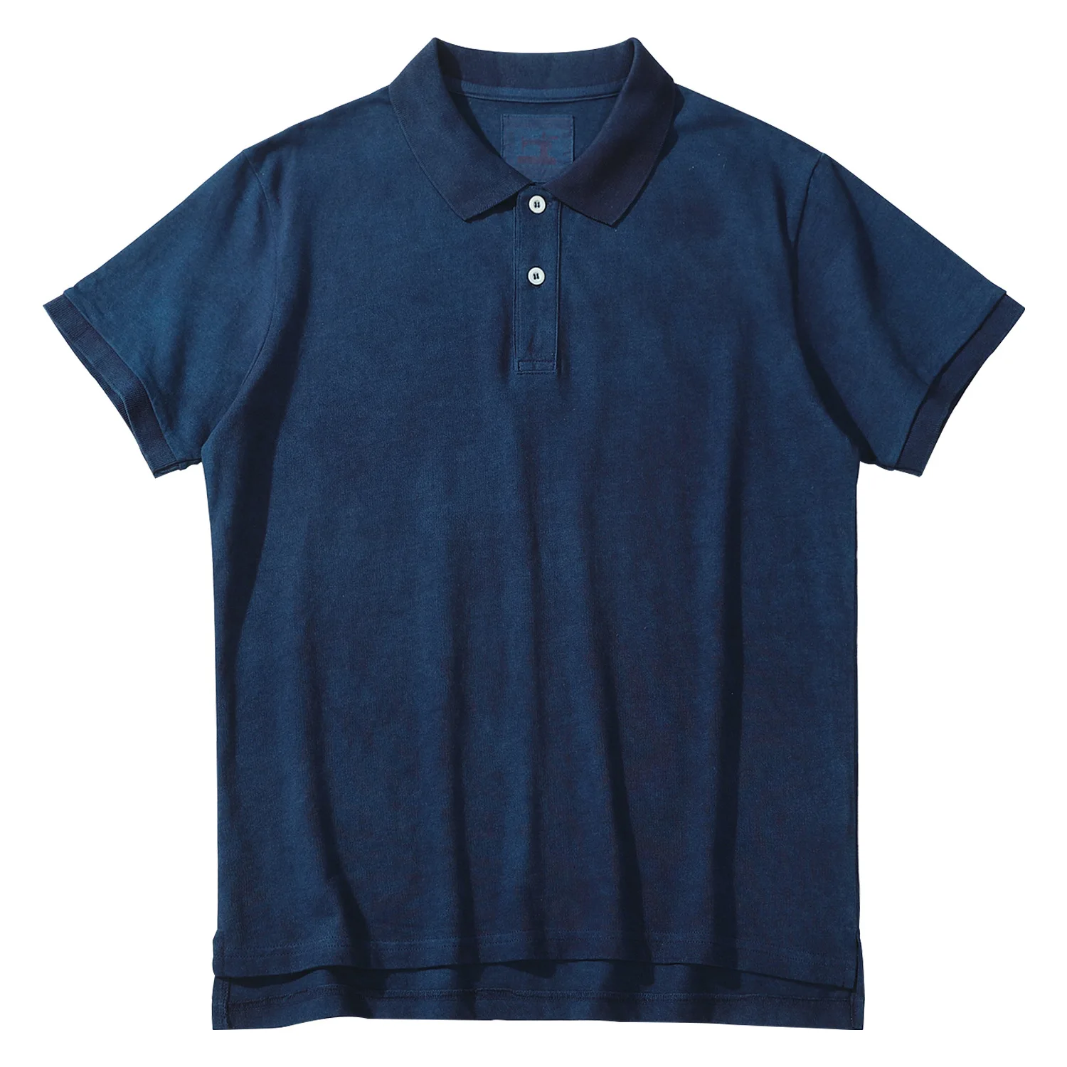 Vintage Men's Indigo Blue Dyed Premium Cotton T-Shirt - 250gsm Heavyweight Business Polo Shirt, Handcrafted with Pure Plant Dye