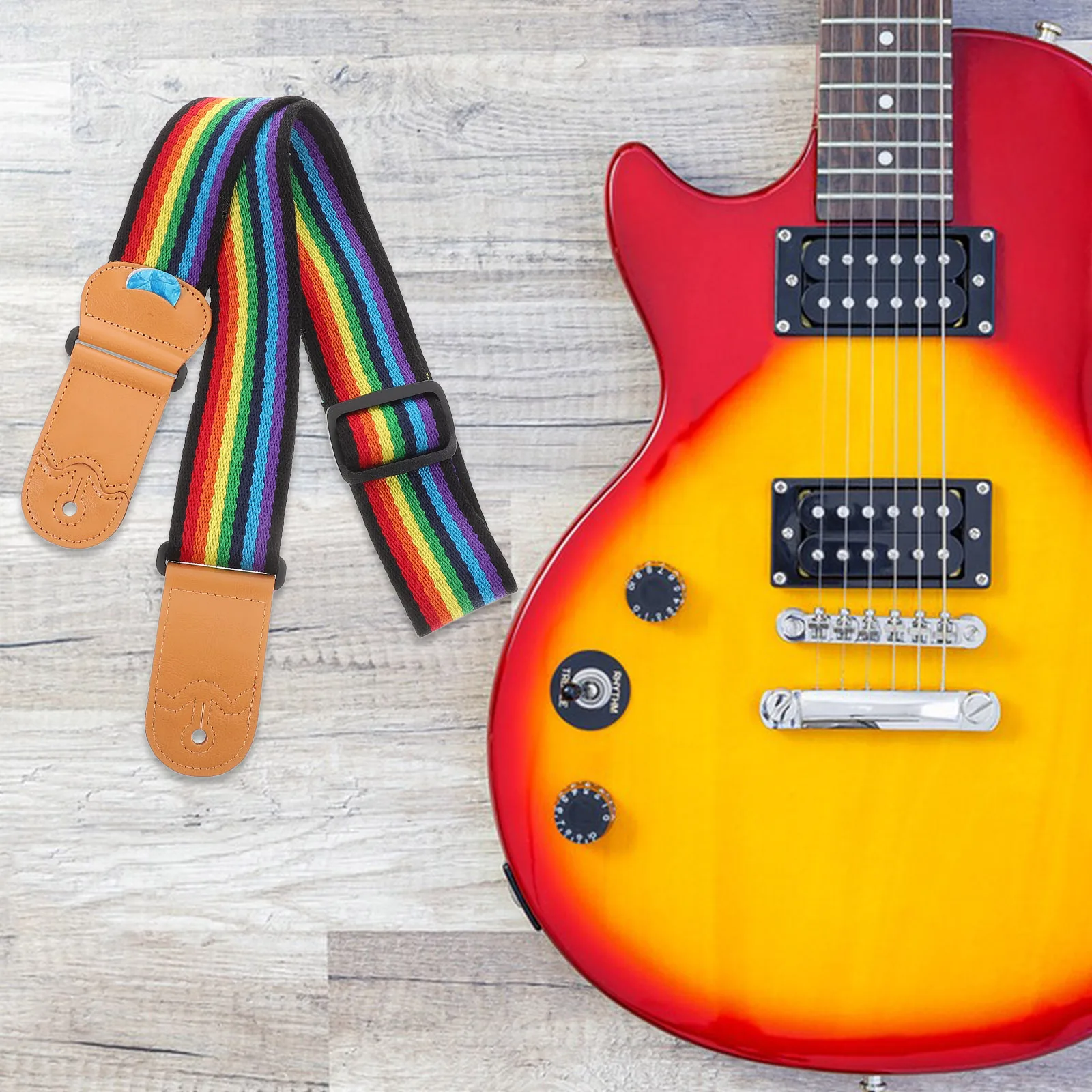 

Colorful Stripe Strap Adjustable Wide Comfortable Longlasting Durable Vintage Decorative Belt For Acoustic Bass Electric Guitars