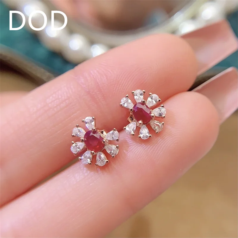 DOD natural Ruby 3x4mm Earrings for Earrings Women 925 Sterling Silver Earrings Fine Jewelry