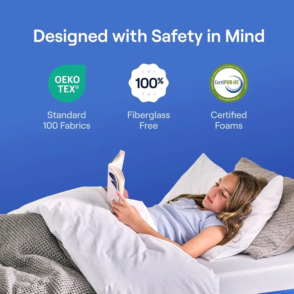 Colchón doble de doble cara para niños: espuma viscoelástica de 8 pulgadas con soporte de crecimiento, sin fibra de vidrio y garantía de comodidad de 365 noches