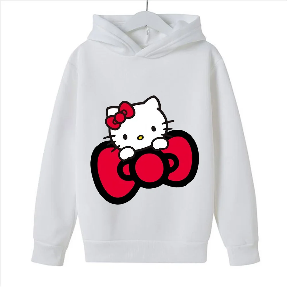 Модная толстовка с капюшоном Hello Kitty, Детский милый Свитшот Sanrio, одежда для манги, детский топ с капюшоном для мальчиков и девочек, аниме