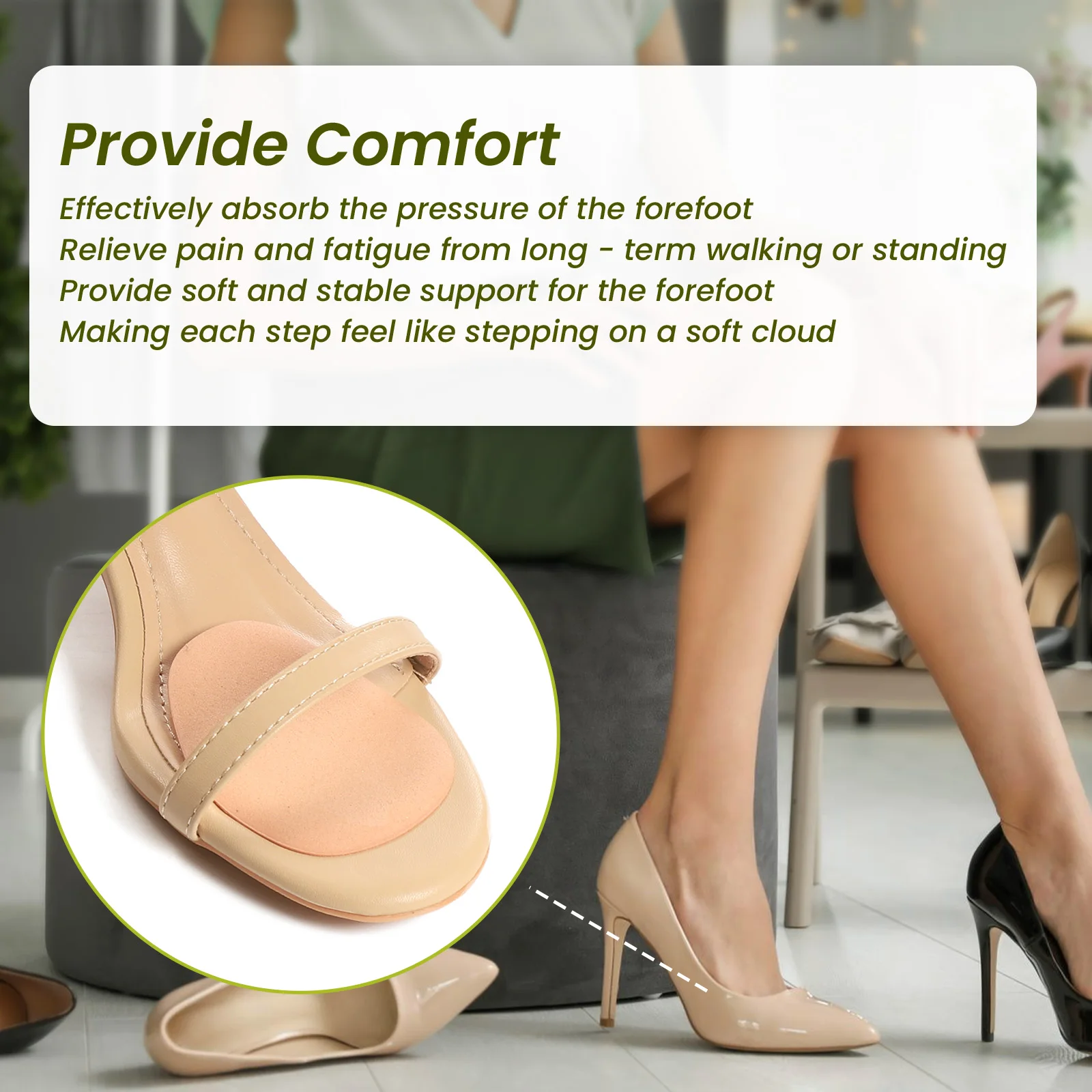 

2/6Pcs Sumiun High Heels Forefoot Pad Women Anti Slip Metatarsal Insole Anti Slip Shock Absorption Feet Corns Pain Foot CareTool