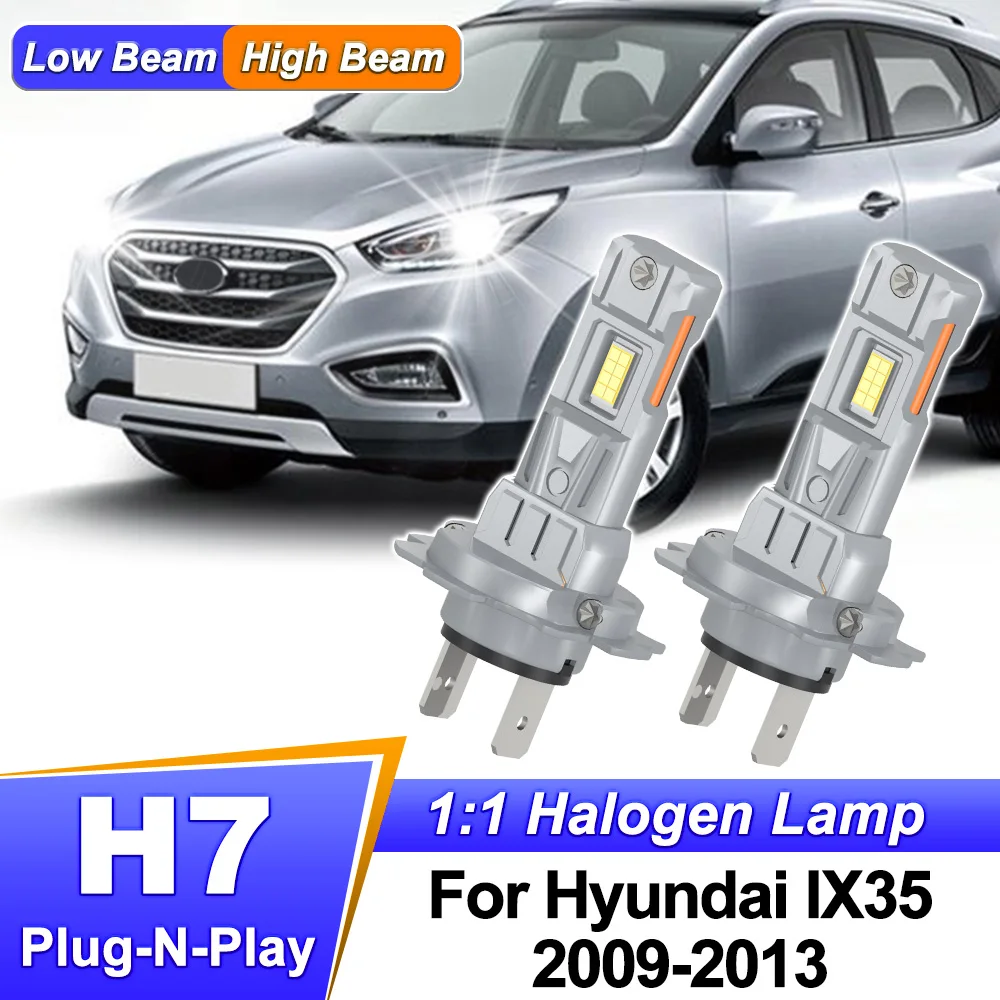 

Комплект светодиодных ламп H7 для фар (2/4 шт.), ближний/дальний свет, 6000K белый, Canbus без ошибок, 30000 лм, для Hyundai IX35 2009-2013