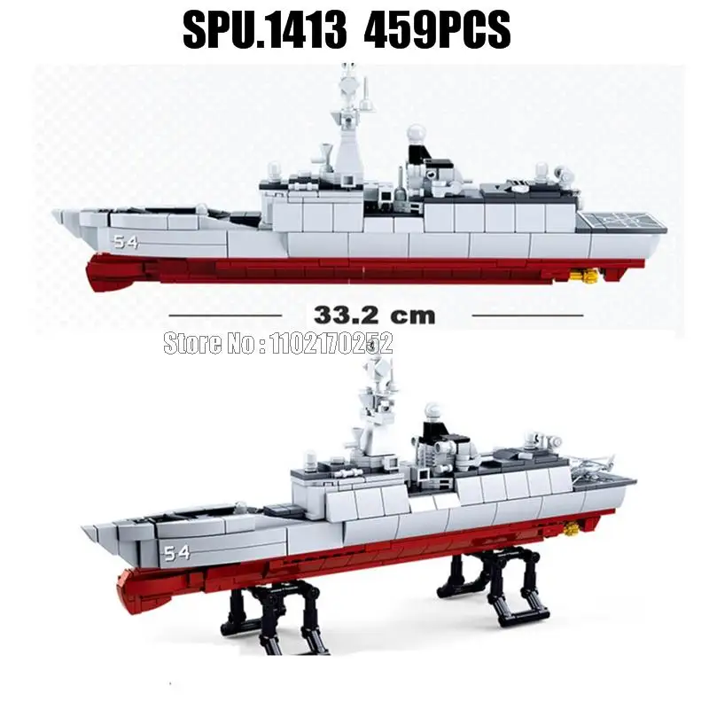 0702 459pcs Military Frigate Warship Battleship Army Weapon Boy Building Blocks Toy