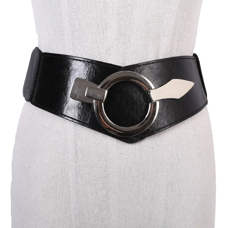 2021 Fashion Metal Buckle Wide Leather Belt Punk Cool Belts Exaggerate Heavy Metal Wide Belts Hip Hop Leather Pu Belt for Women