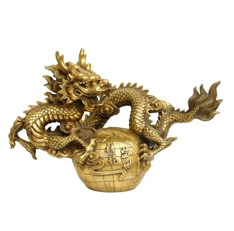 Pure brass Sheng Shixiang Long Sheng Xiao Long ornaments attract wealth Long living room office crafts Feng Shui ornaments