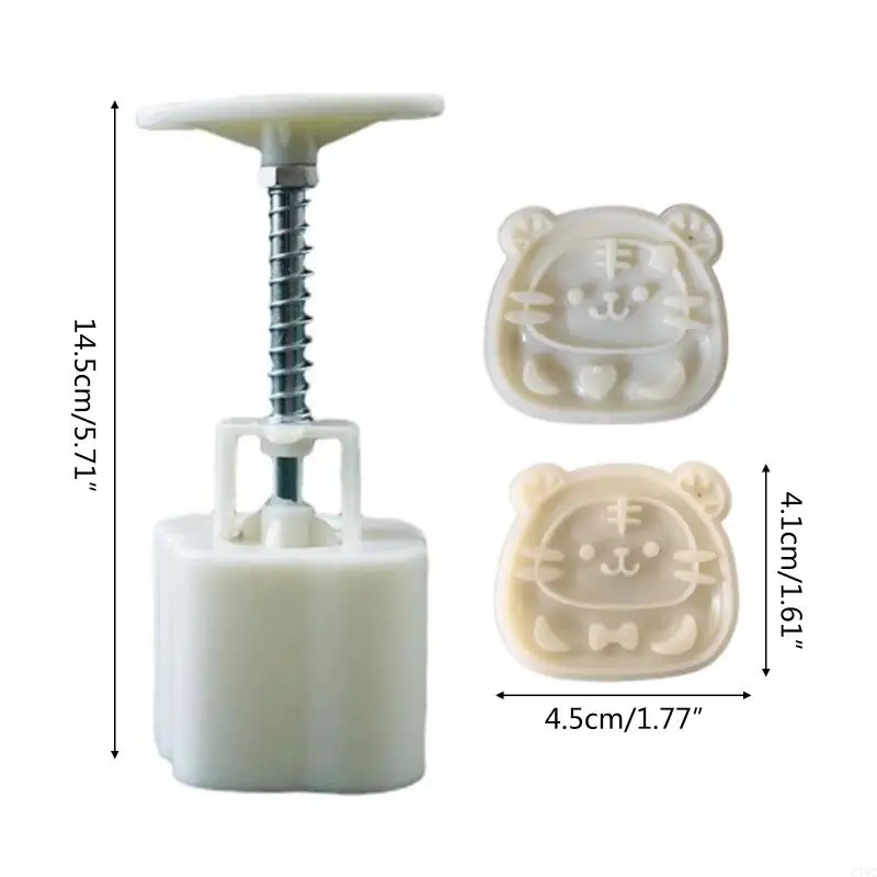 U75C مواد بلاستيكية القمر القمر 50g طوابع على شكل نمر القمر قوالب الكعك لمهرجان منتصف الخريف DIY الخبز القمر استخدام