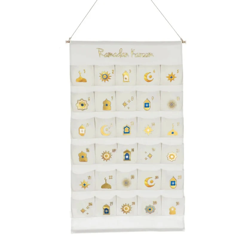 2025 30 días Ramadán Mubarak cuenta regresiva calendario de Adviento musulmán islámico Kareem eid puerta de pared decoración del hogar signo familia niño regalo