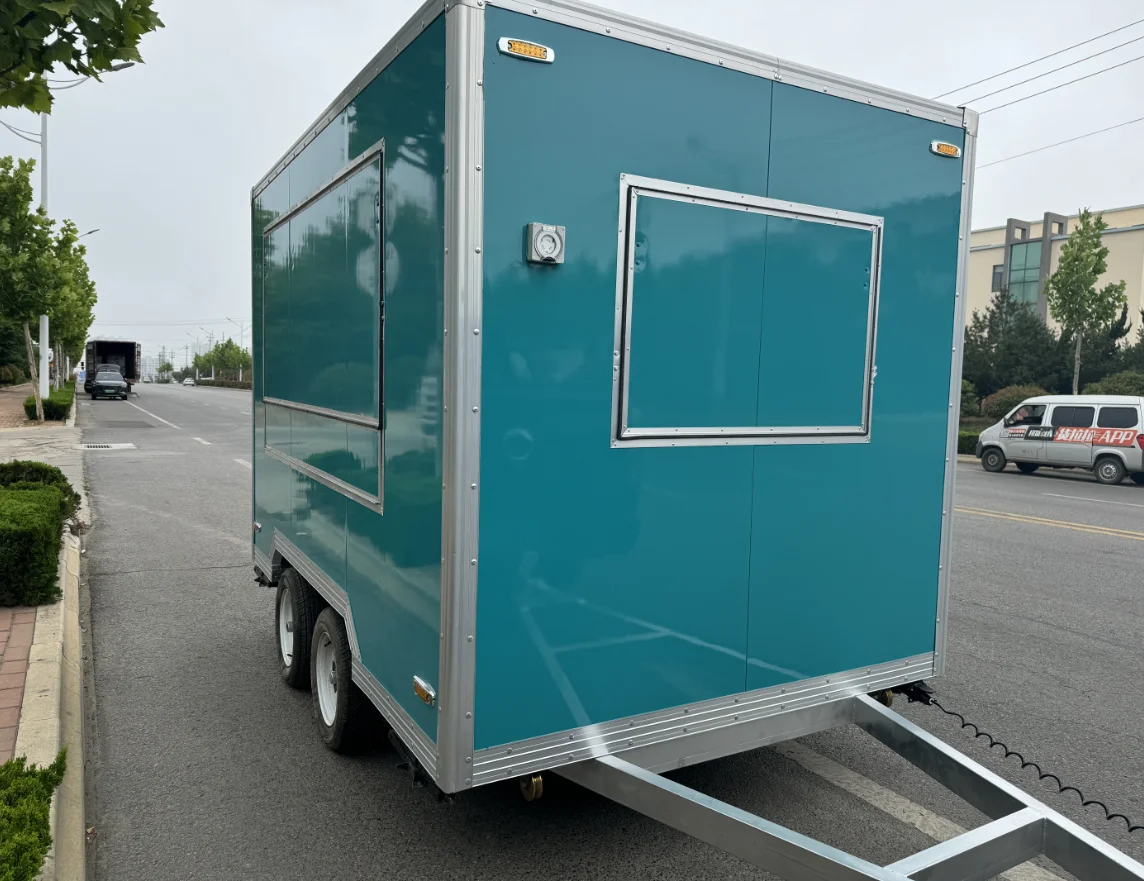 Mobile Food Truck Concession Trailer Food Trailer with Roof Rack for Extra Storage At Farmers Market and Festivals