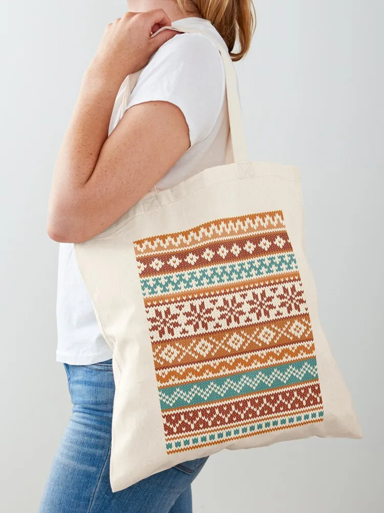 

Fair Isle Fox Vibes Tote Bag tote bag men Handbags cloth bag woman shopper woman