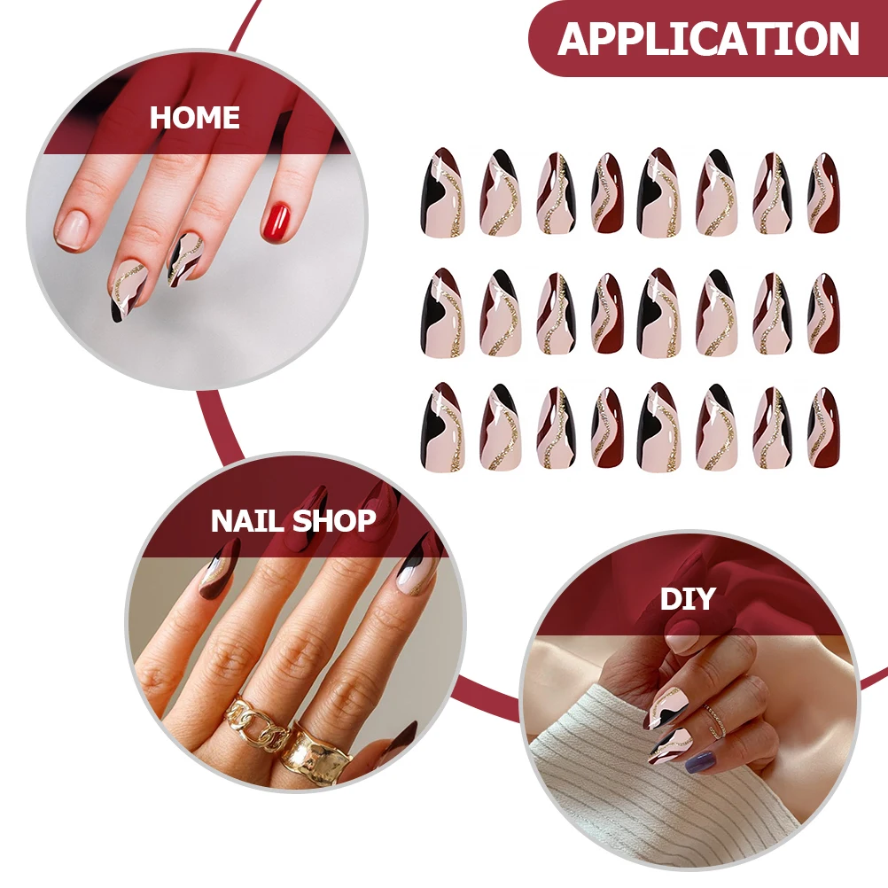 

48 Pcs Removable False Nails Detachable Patches Decorative Tip Manicure Fake Tips Women