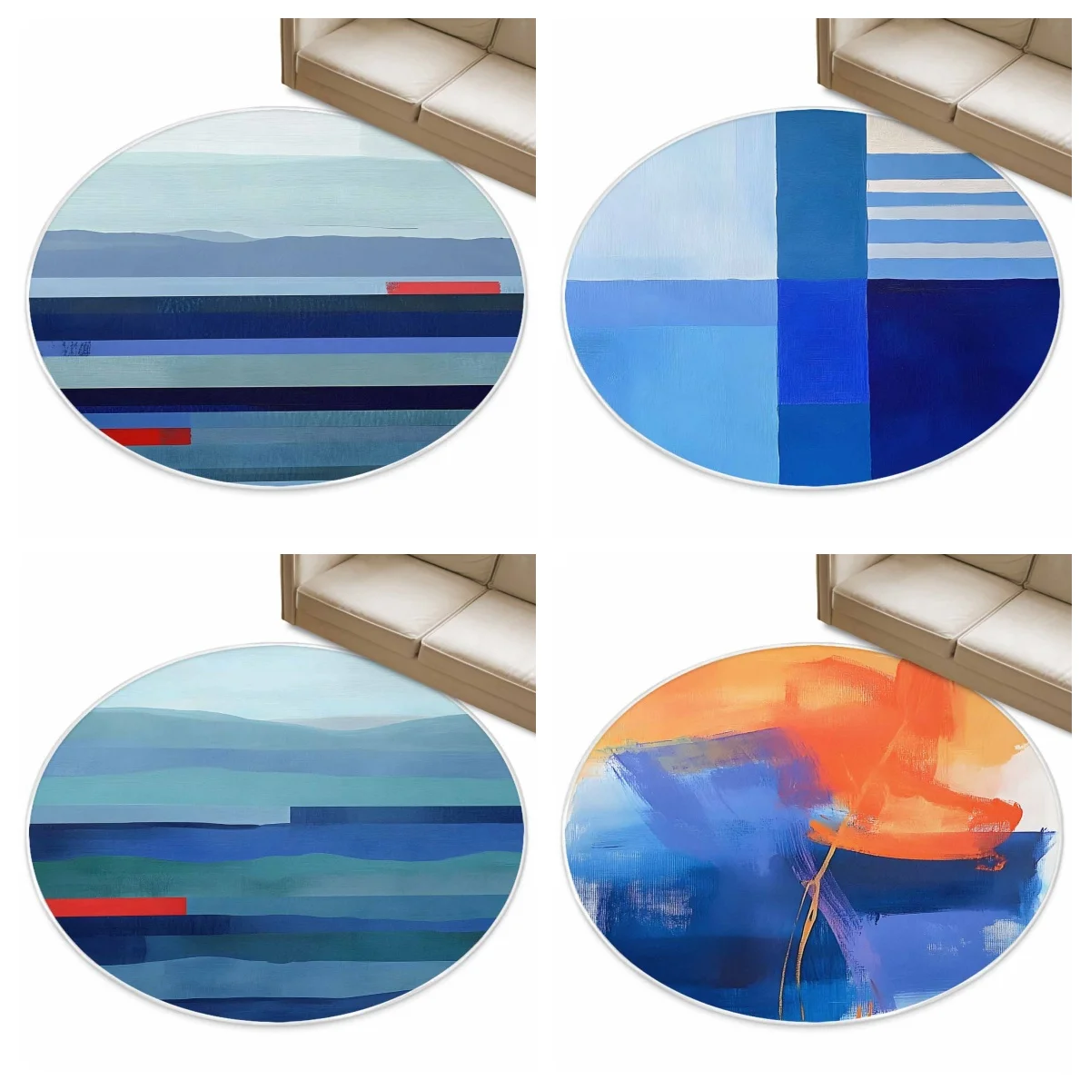 

Современный круглый ковер сожженного оранжевого цвета — мягкий ковер абстракционного искусства для спальни и гостиной