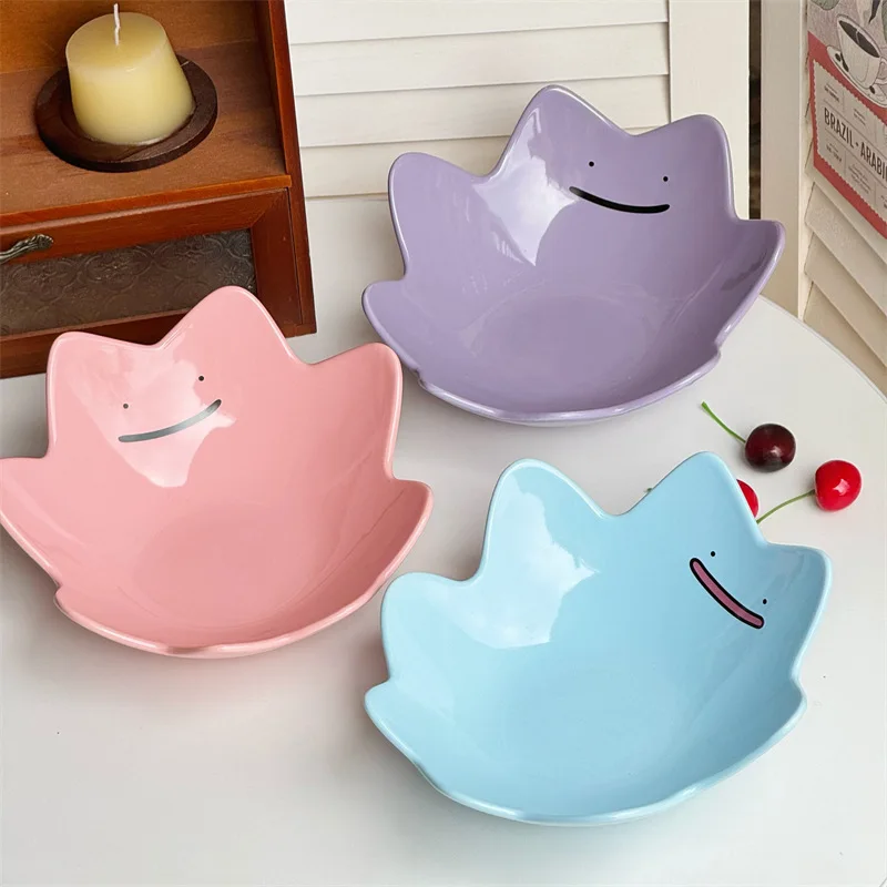 New Ditto Ceramic Fruit Bowl PokéMon Cute Cartoon Creativity Modeling Snacks Household Fruit Plate Entranceway Storage Ornament