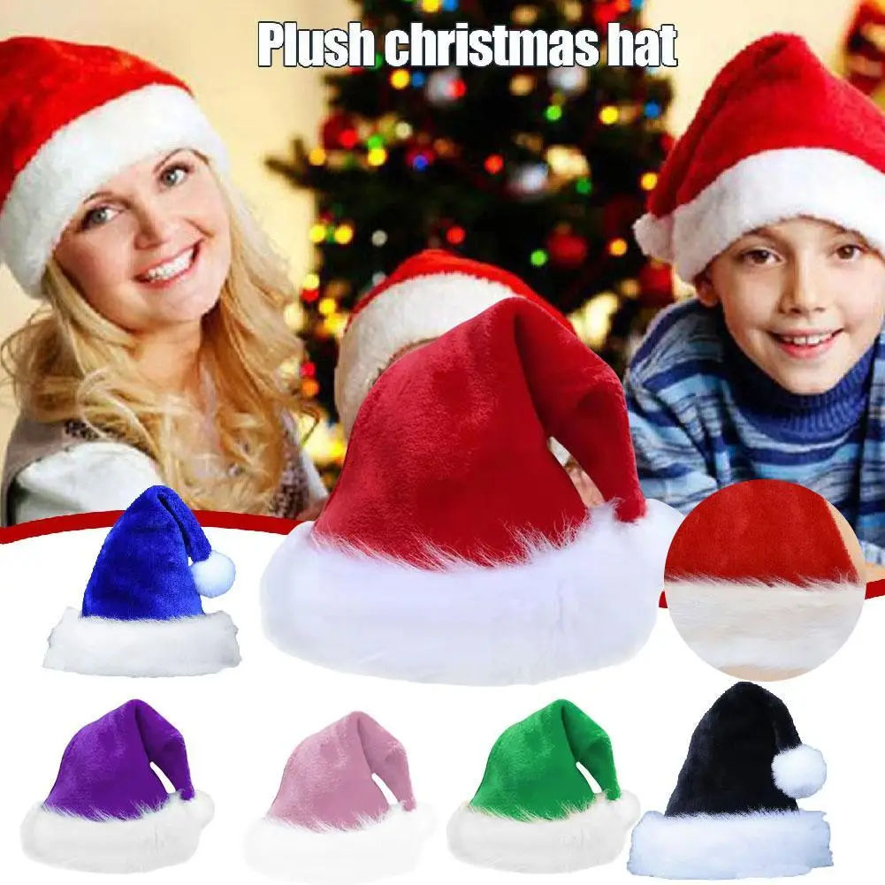 Christmas Santa Hat For Adults And Kids For Christmas Party Xmas Classic Dress Up Long Plush Holiday Hat Comfort Festive Suppliy