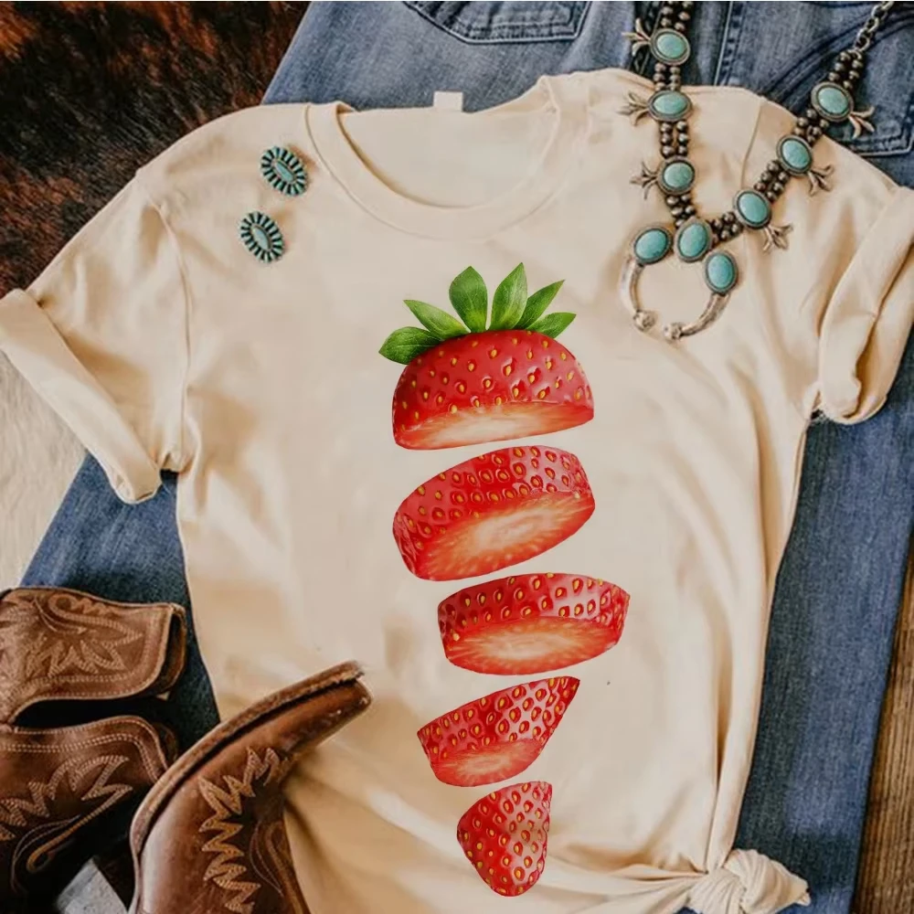 Strawberry Tee Women Summer Anime Comic T Shirt Girl Streetwear Japanese Clothes Aesthetic