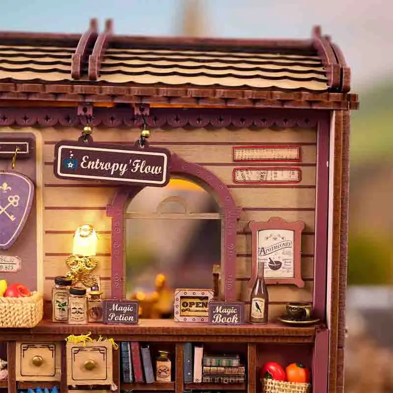 DIY Houten Magische Koets Cabine Casa Beeldjes Miniaturen Gemonteerd Huizen voor Vrienden Verjaardagscadeaus Home Decor Ambachten