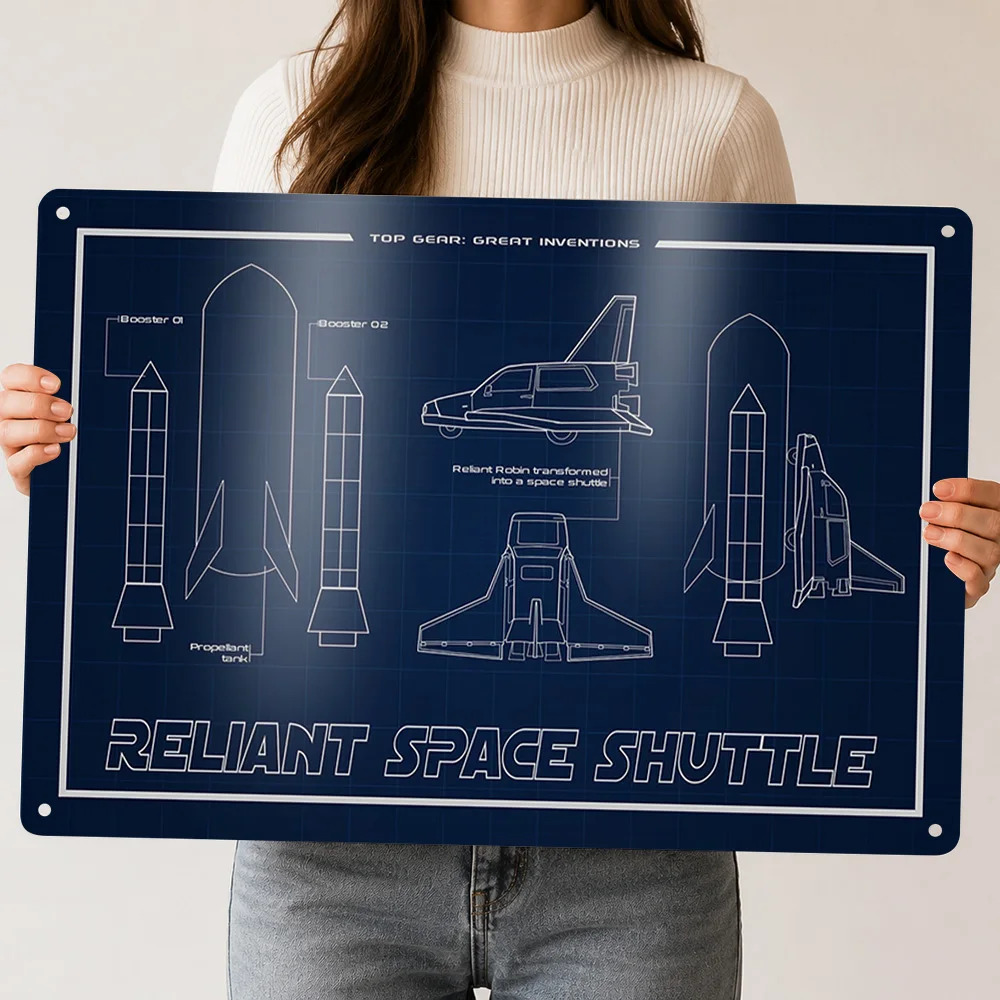 Reliant Robin Space Shuttle Metal Poster Perfect Gift for Fans Lovers Personalized Wall Art Metal Sign for Home Deco House Decor