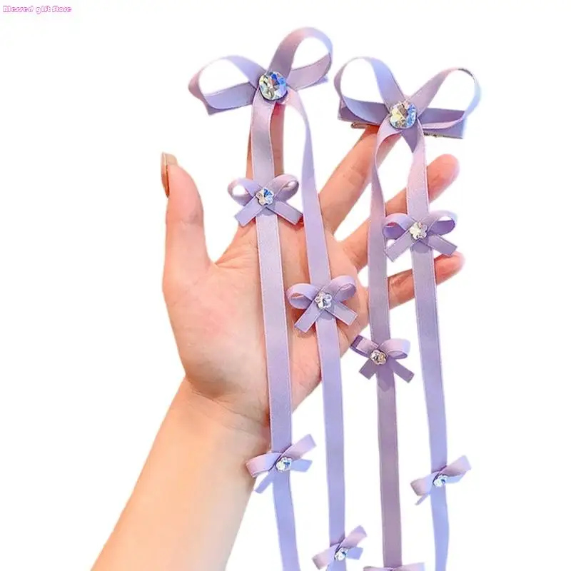 D0JC 1 Pair Soft Fabric Kids Hair Bowknot Tied User Friendly Braided Design Headdress
