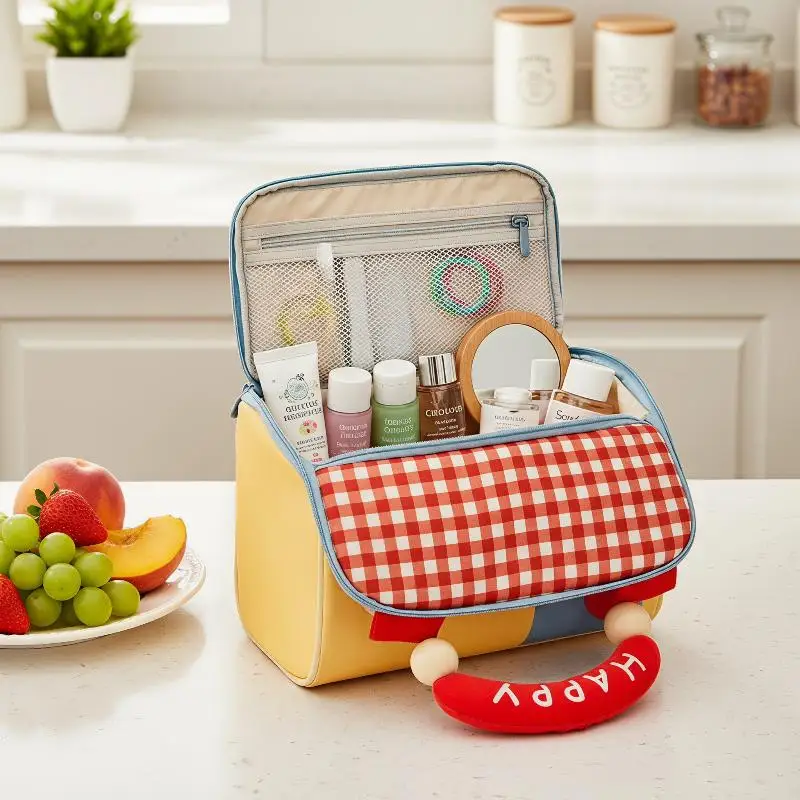 Cute House Shaped Cosmetic Bag Large Capacity Waterproof Handheld Wash Bag