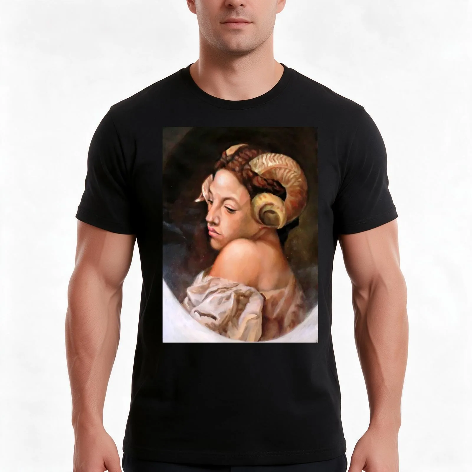 the Bacchante after Jean Leon Gerome T-Shirt, Summer Casual Cotton Tee, Oversized Streetwear Tops, Vintage Graphic Print