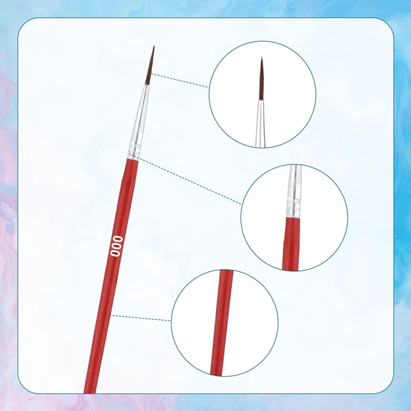 فرش طلاء صغيرة التفاصيل ، فرش مبطنة دقيقة لحرف الرسم ، زيت أكريليك بألوان مائية ، 3 أحجام ، 0 00 00 ، 45