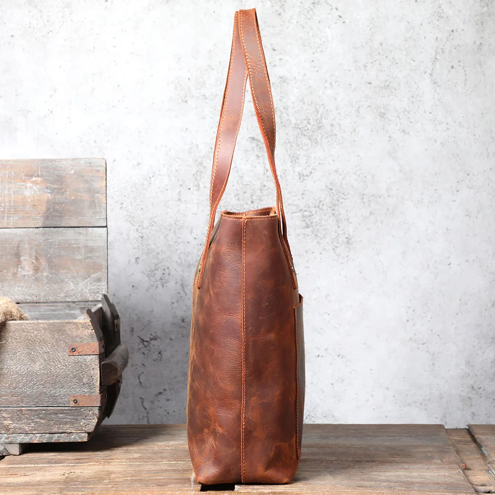 S.WORKER Vintage-Aktentasche aus hochwertigem Leder für Herren, Business-Handtasche, Laptoptasche, Unisex-Einkaufstasche mit großem Fassungsvermögen – Detail 8