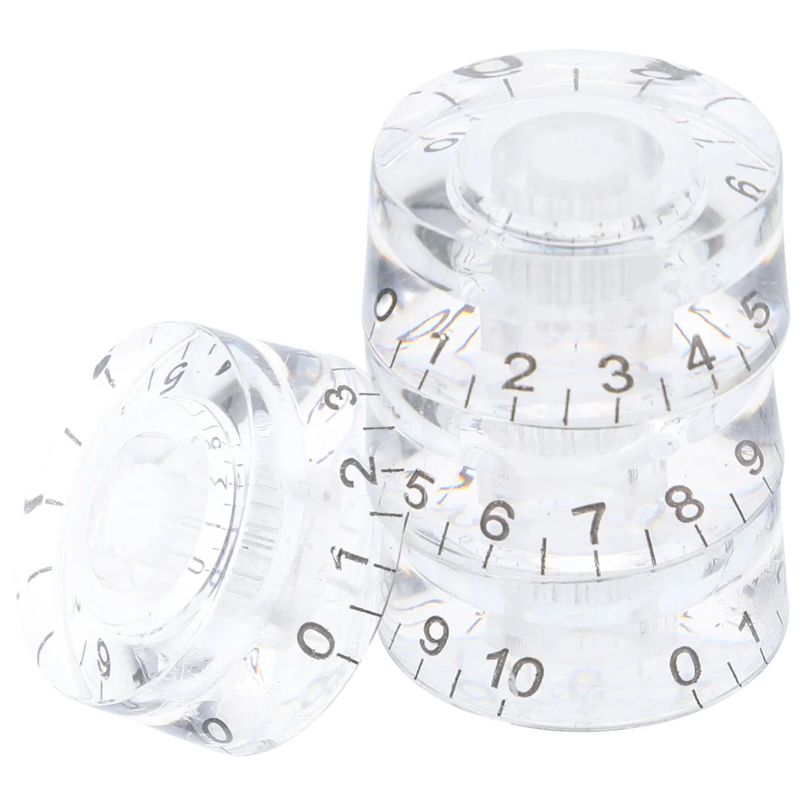 

4pcs Volume Knob Guitar Bass Acrylic Transparent Black Tone Control Replacement Parts Accessories Potentiometer Caps