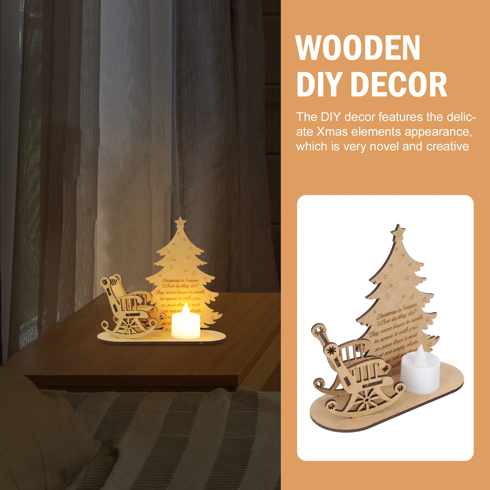 

1pc Wooden Christmas Ornament Diy Wood Craft Decor Home Office Party Desktop Adornment Xmas Decor Handicraft Sewing Accessories