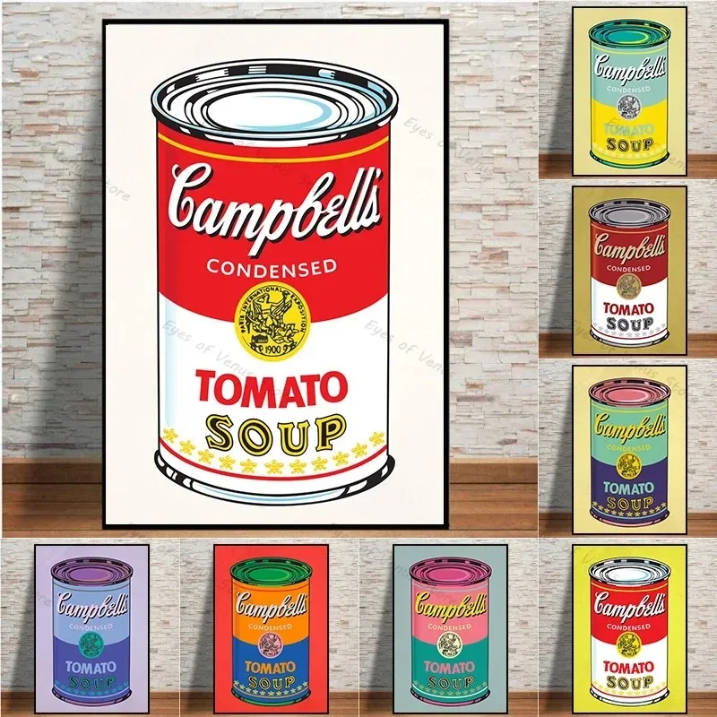 Scandinavian Classic Wall Art Andy Warhol's Pop Tomato Soup Canvas Poster Home Bedroom Living Room Decoration