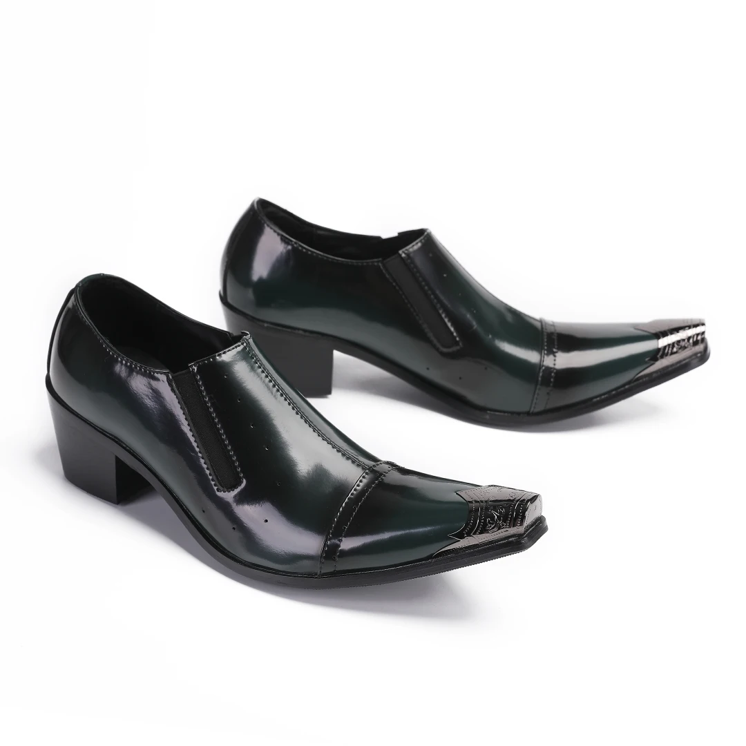 Summer Autumn Men Solid Cow Leather High Heels Oxfords Pointed Toe Slip On Mens Dress Office Career Shoes Large Size 12 13
