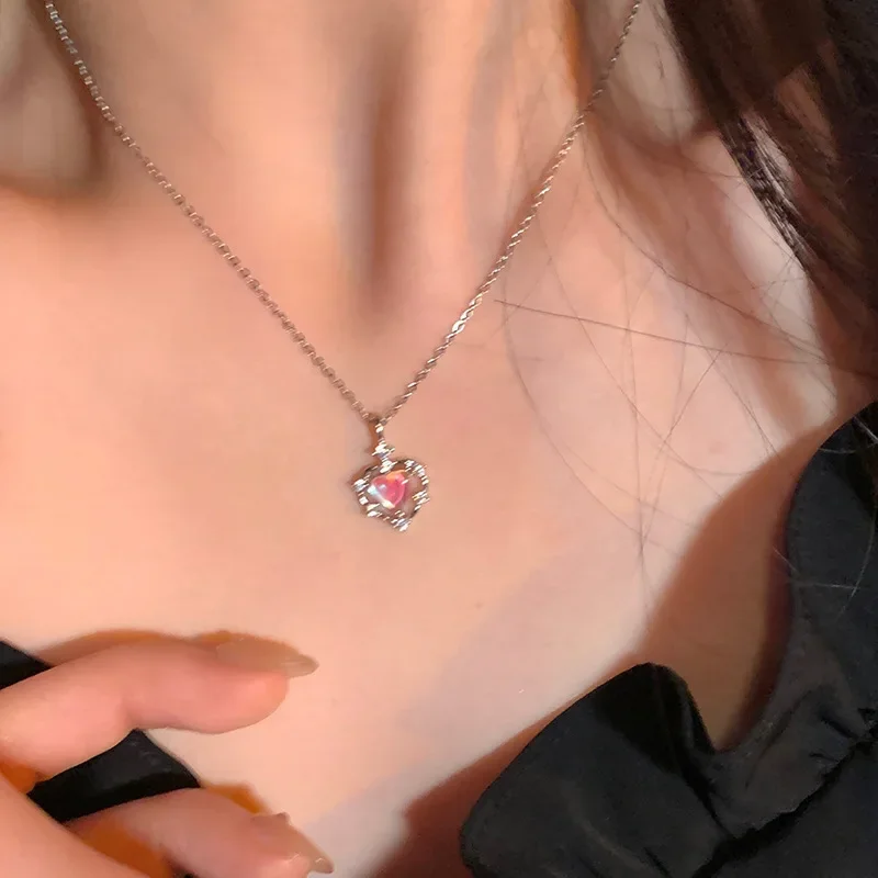 Подвеска Heart Pendant Fashion Chain Necklace Popular Women Charm Hollow Gradient Clavicle Collar Jewelry Party Girl Gift