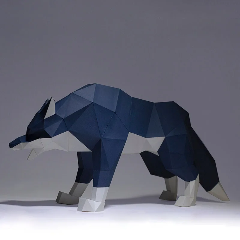 Wolf 3D Paper Model Home Room Ornaments DIY Geometric Paper Craft Hallway Decor Low Poly Origami Handmade Puzzles Papercraft Toy