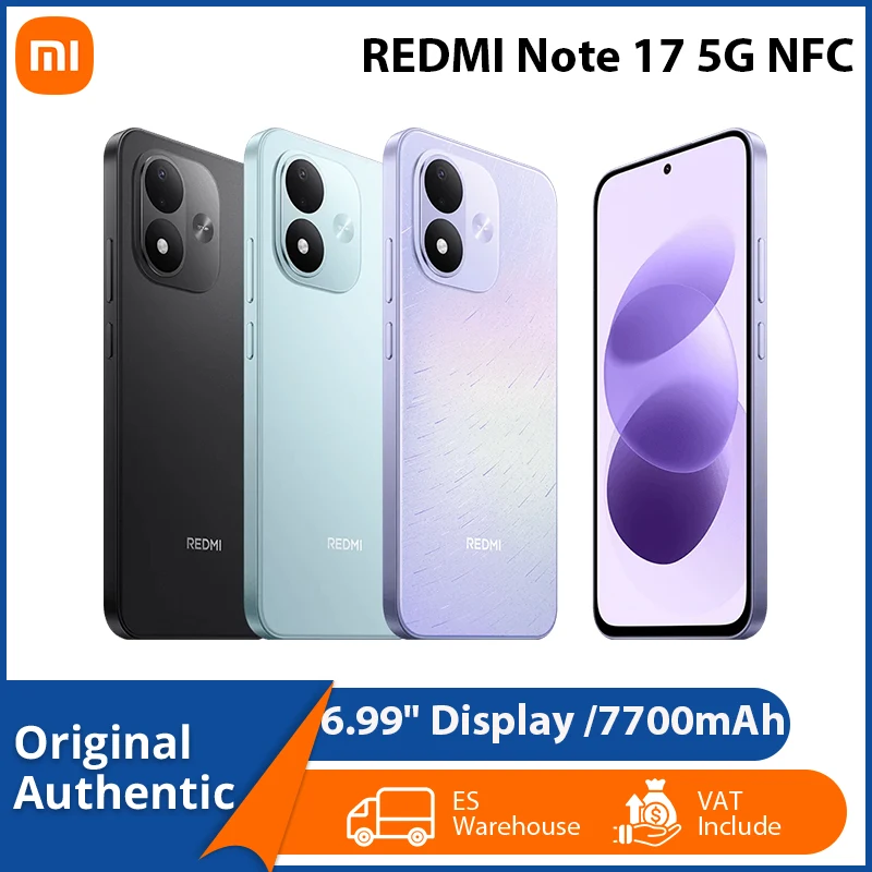 Redmi Note 17 5G, teléfono móvil con NFC, procesador Snapdragon 4 Gen 4, pantalla AMOLED FHD+ de 6,99 pulgadas, cámara de 50 MP, batería de