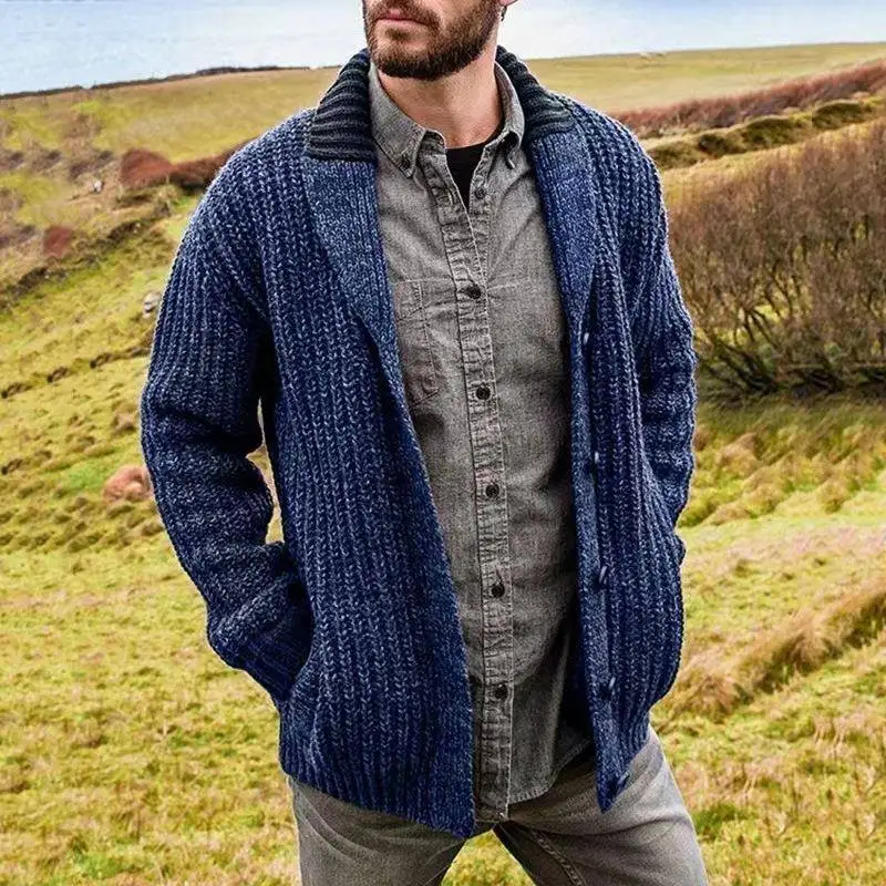Cappotto maglione lavorato a maglia lungo Sve da uomo Cardigan slim fit in puro colore Autunno Inverno Capispalla Faion Comoda fibra di poliestere