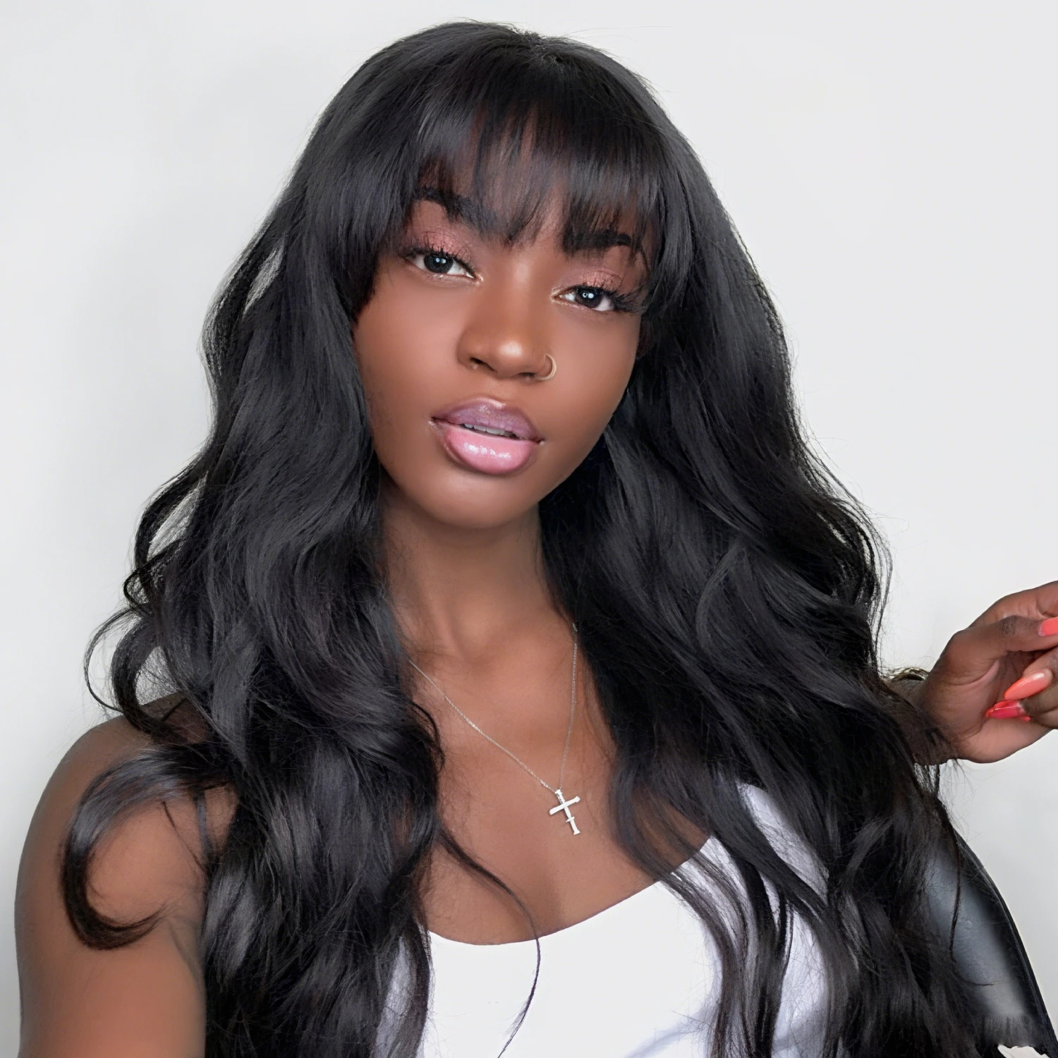 

Парики из натуральных волос с объемной волной и челкой Бразильский парик Предварительно выщипанные дешевые парики из волос на распродаже Полный машинный парик с челкой