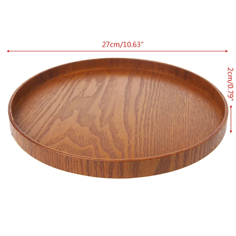 Natural Wooden Round Plate Tea Fruit Food Bakery Serving Tray Dishes Platter New