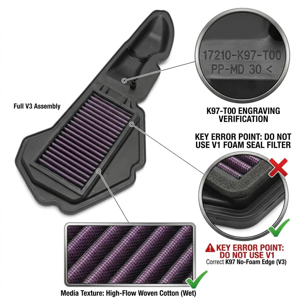 High Flow Air Filter Washable Cleaner for HONDA PCX ADV 150 2019 2020 17210-K97-T00