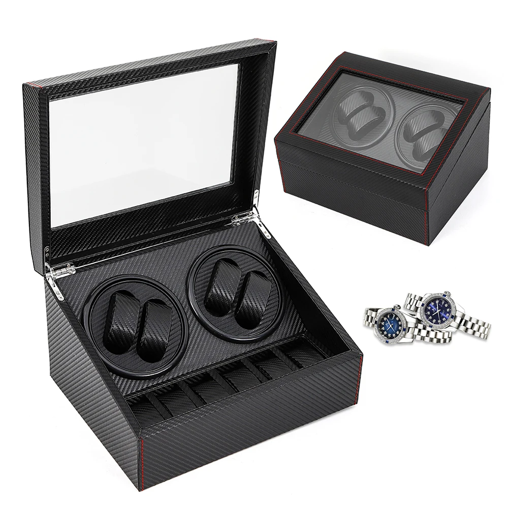 4+6 Automatic Rotation Watch Winder Box Carbon Fiber Watch Display Storage Case