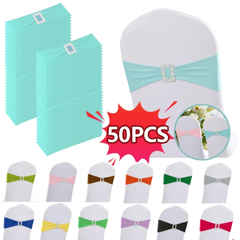 

Party Spandex Chair Sashes Bands with Buckles Chair Sash Bows for Wedding Banquet Chair Decoration Ceremony Hotel Reception