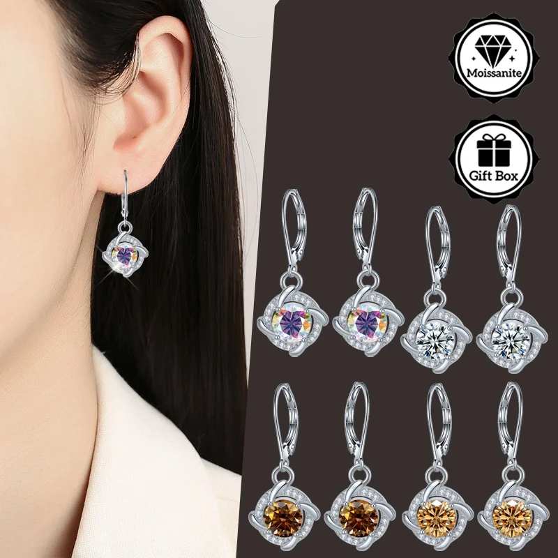 

LAMVOICE jewelry for women/earrings with 2 carat moissanite Hypoallergenic hook earring christmas gift for high quality jewelry